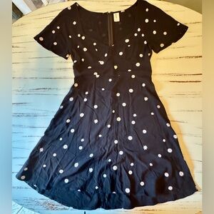 Abound Black & White Daisy Floral Patterned Short Sleeve Mini Dress XS